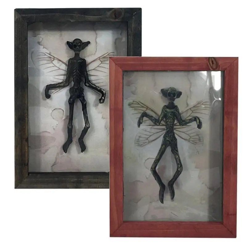 Mysterious Ghost Specimen Photo Frame Gothic Mummified Fairy Skeleton Witchy Decor Bat Display Resin Halloween Decorations