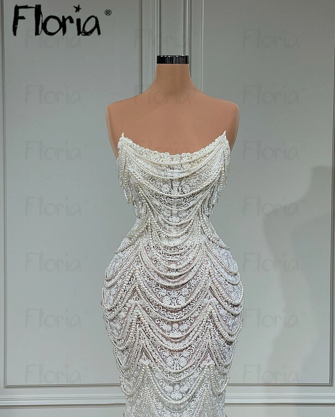 Vestido de noiva elegante com pérolas, renda bonita, vestidos de noiva apliques, Dubai, personalizado, 2021