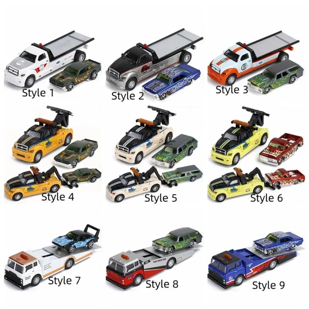 Modelo de remolque de aleación a escala 1:64, vehículo de transporte articulado móvil, vehículos de ingeniería de rescate, Metal fundido a presión, extraíble