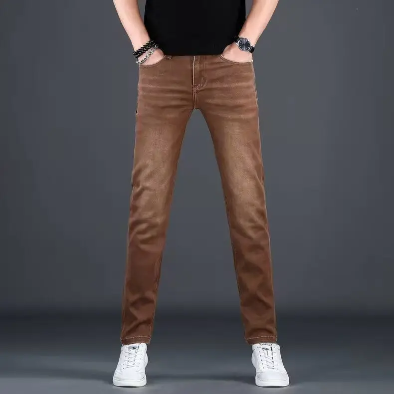 Brand Man Luxury 2026 High-end Jeans New Men's Trendy Brands New Slim-fitting Casual Small Feet Trousers Small Straight Pants