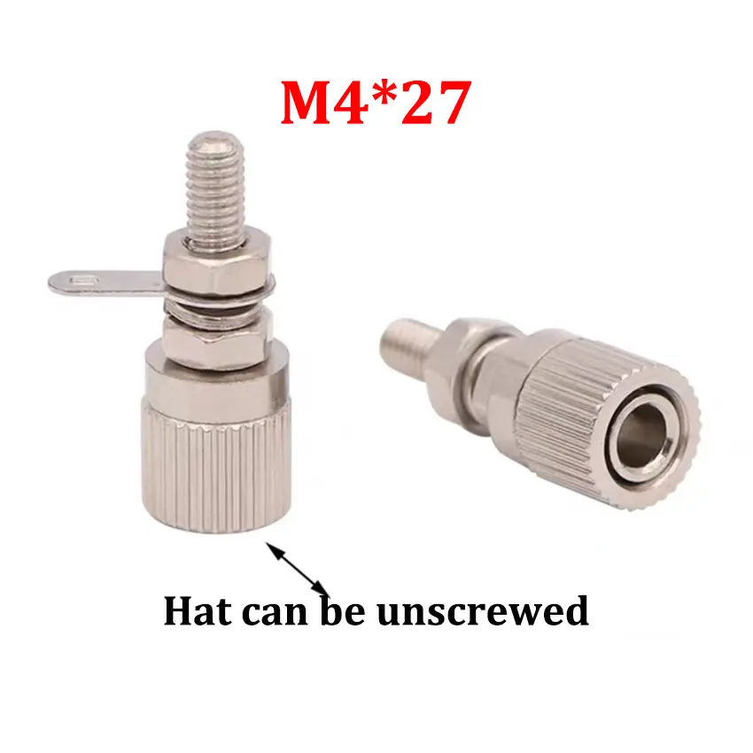 1Pcs 4mm Banana Female Socket Wiring Terminal Connector Copper Nickel Plated M4 Speaker Amplifier High Current Grounding Column