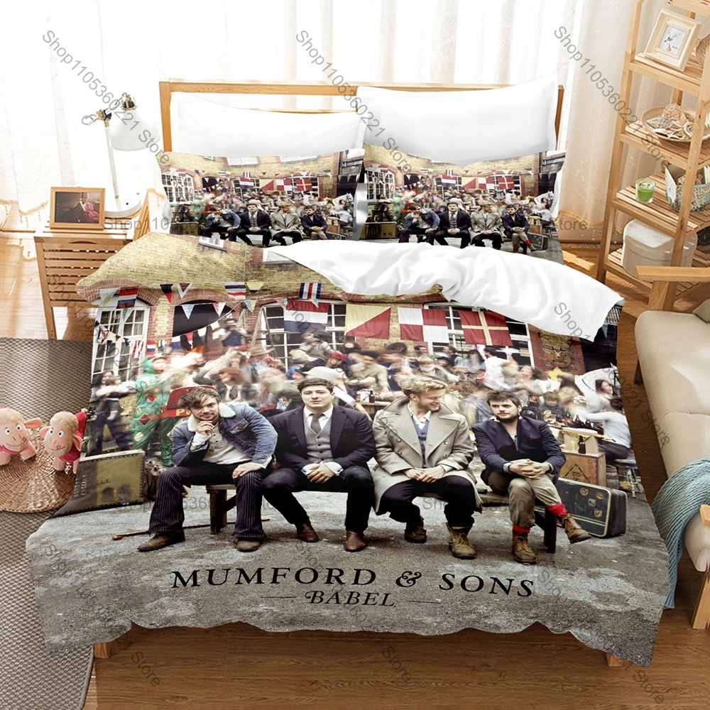 Cool Retro Rustic Folk Instrument Graphic Mumford & Sons Bedding Set Duvet Cover With 2 Pillowcases Youth Bedroom Decor