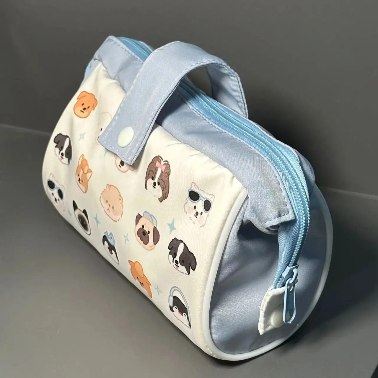 Japanese Ins style small dog pencil case simple large capacity student stationery bag canvas storage bag stationery box