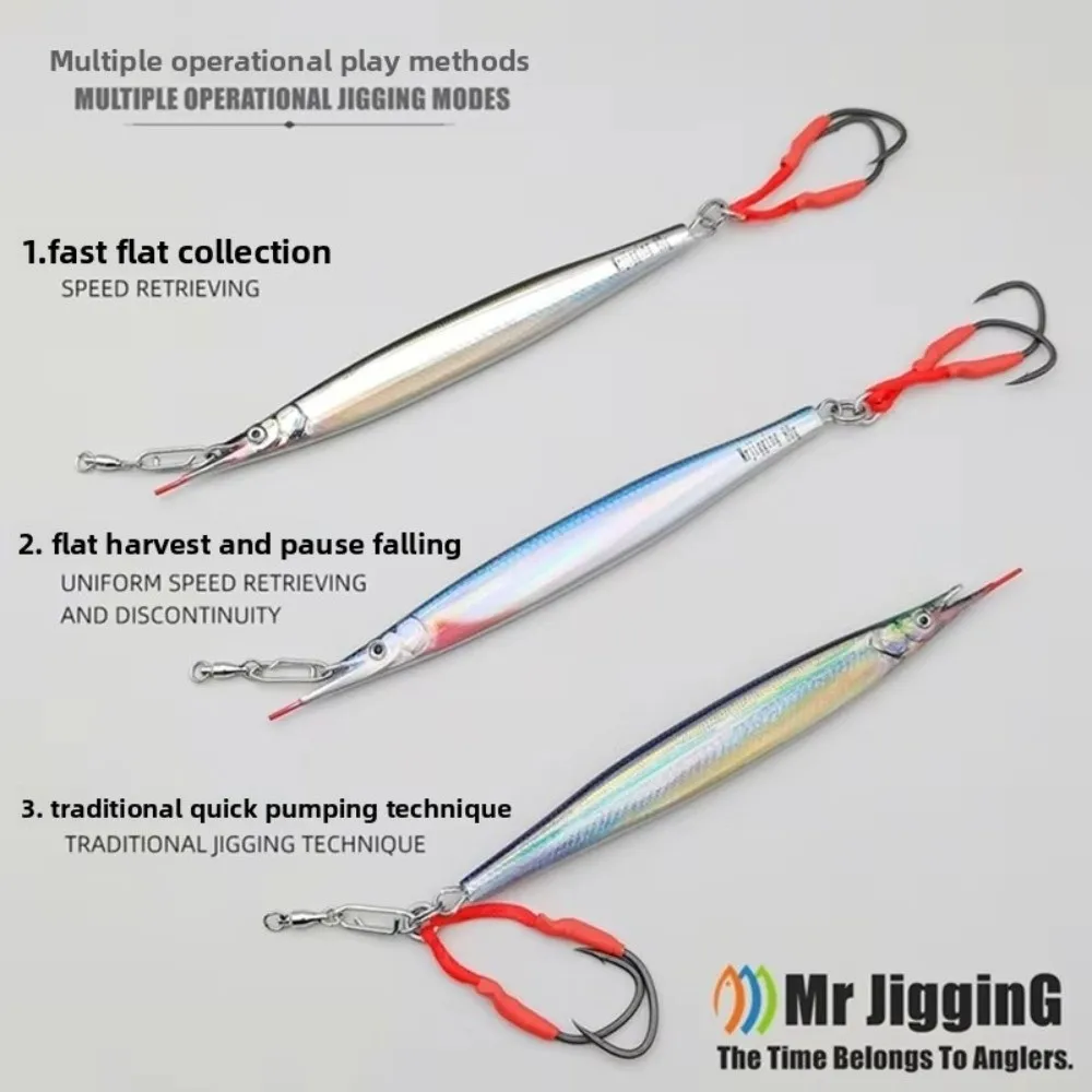 40g-60g peso 3D Hyporhamphus Sajori plantilla de Metal diseño de Jigging Material metálico señuelo de caballa española patrón 3D cuchara de pesca