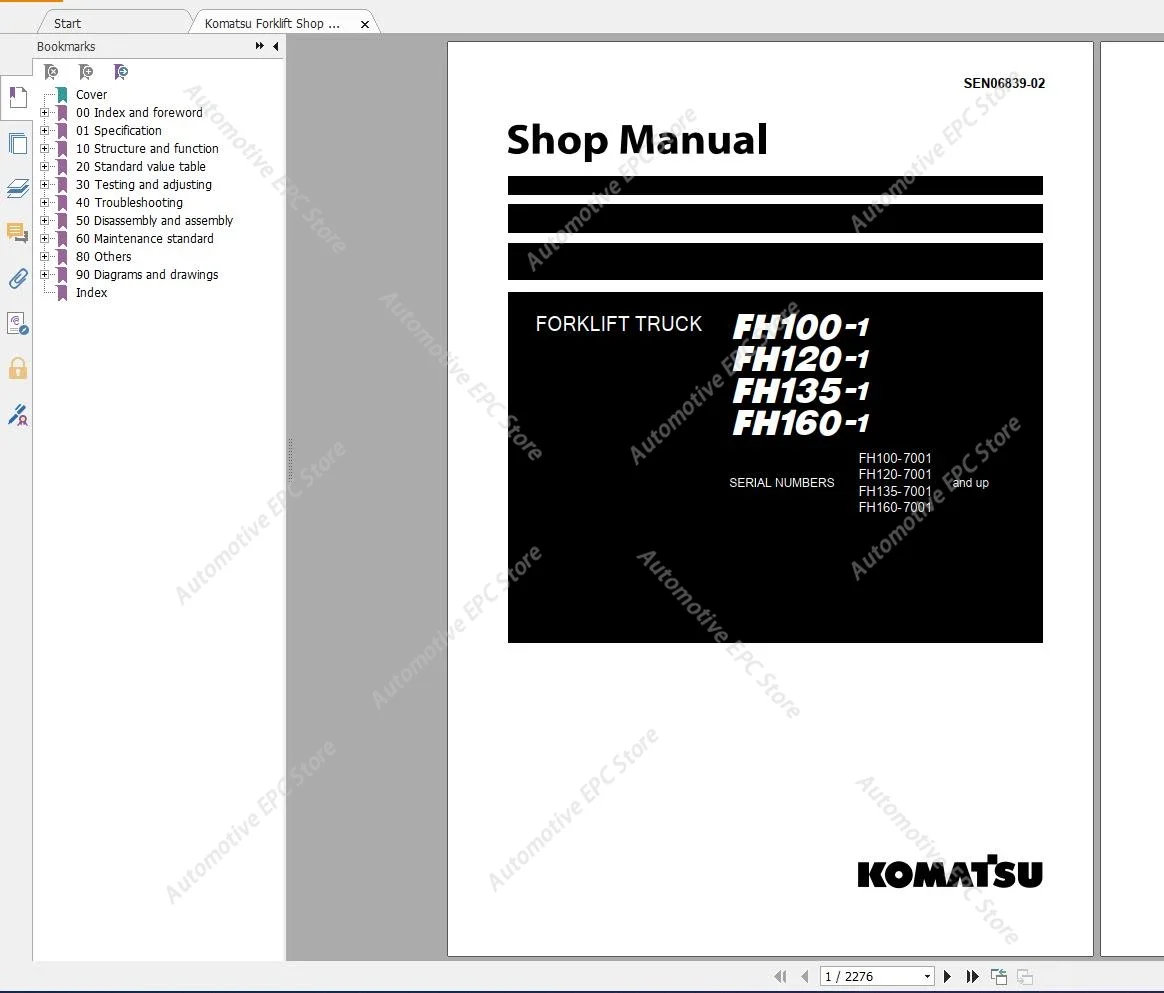 

Для вилочного погрузчика Komatsu, 11,6 ГБ, обновленный в формате PDF, 2022, все модели магазинов, руководство по обслуживанию DVD