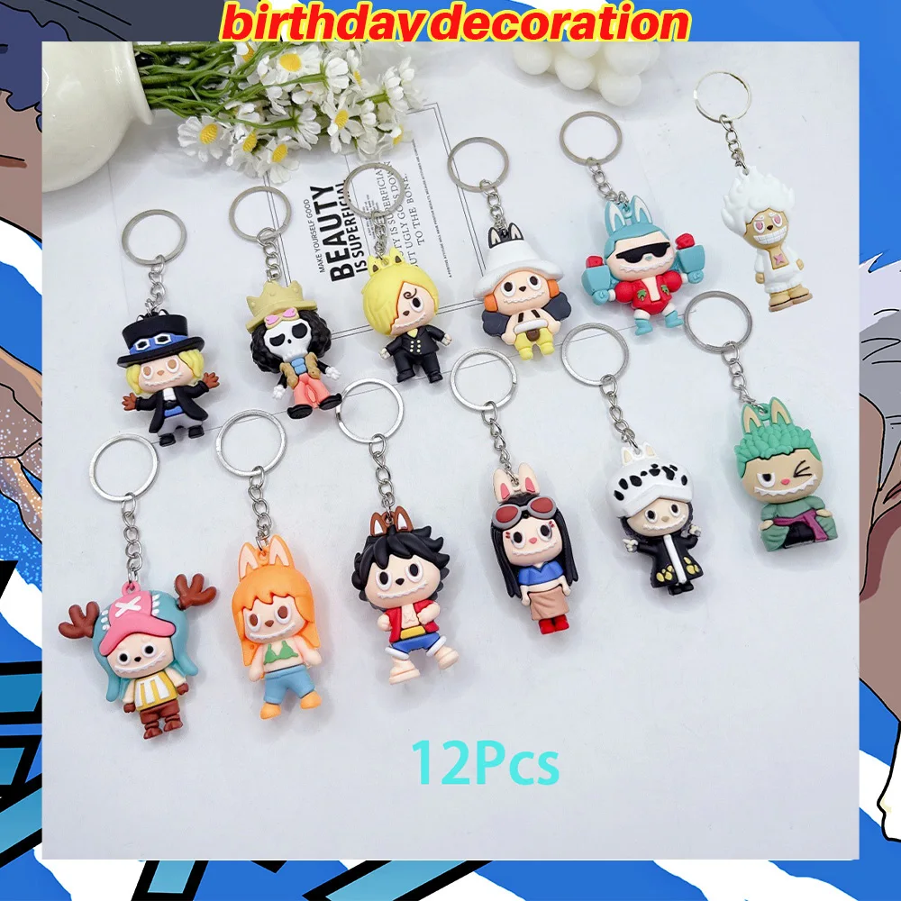 One Piece Anime Figuren Aufkleber Schlüsselanhänger Luftballons One Piece Anime Party-Set One Piece Themen-Geschenke für Gäste Babyparty