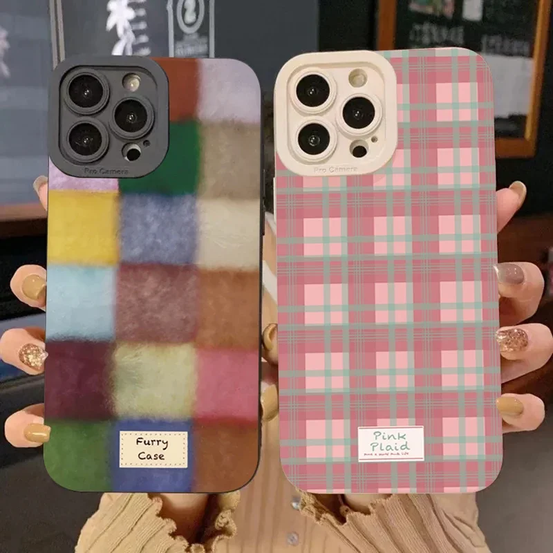 Cute Dopamine Color Block Match Plaid Case For Xiaomi Mi 14T 13T 12T Pro 14 13 12 11 Lite 5G NE Poco F6 F5 X5 M6 Pro Soft Cover