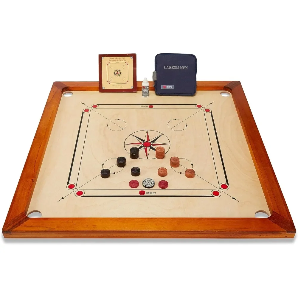 

%a Premium Carrom Board Set – 33 x 33” Official Size Playing Board Including Carrom Men, Striker & Powder