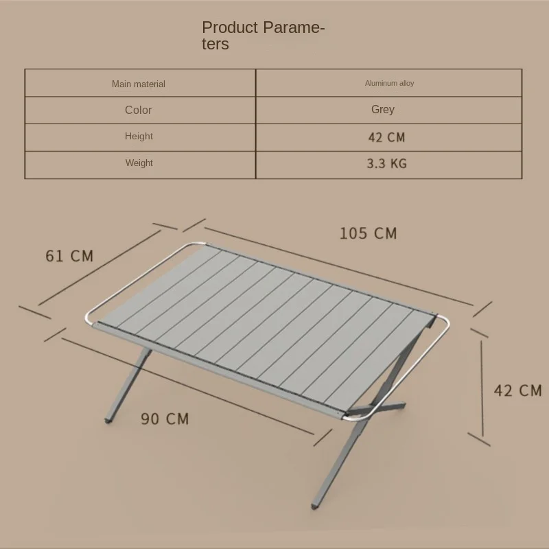 2024 Outdoor Camping Aluminum Alloy Egg Roll Table Can Be Used As A Picnic Multi-functional Portable Folding Table For Easy Use