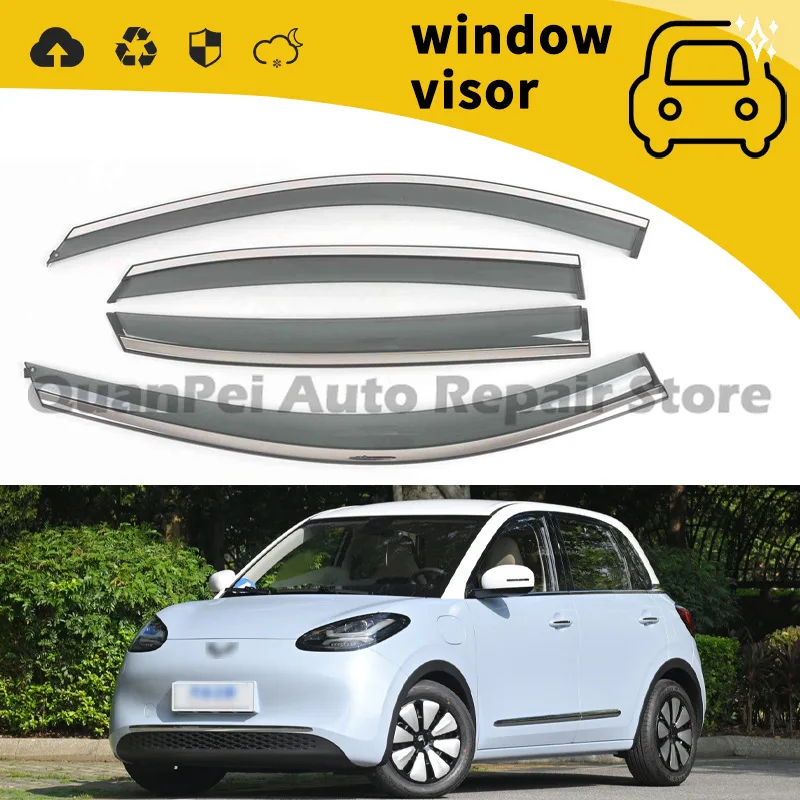 For Wuling Colorful Fruit 2023 2024 and Colorful Fruit PLUS Door Rain Guard Window Visor Eyebrow Deflector Decorative Set