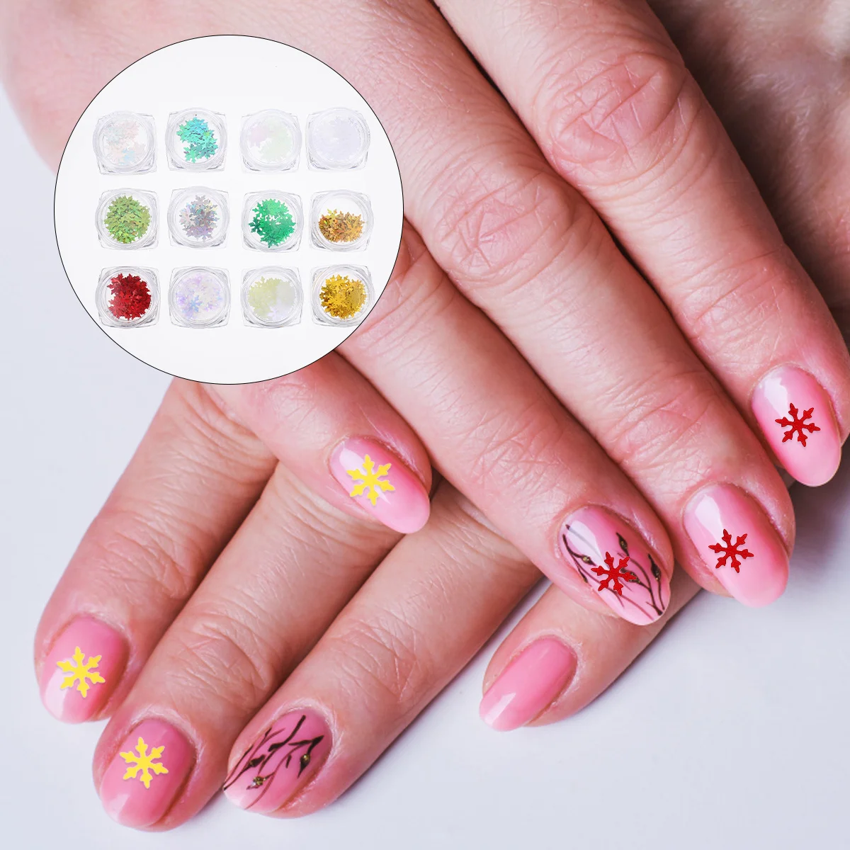

1 Box Nail Art Snowflake Sequins Ultra Thin Metal Glitter Manicure Sequin Snowflake Nail Art Supplies Compact Box Portable