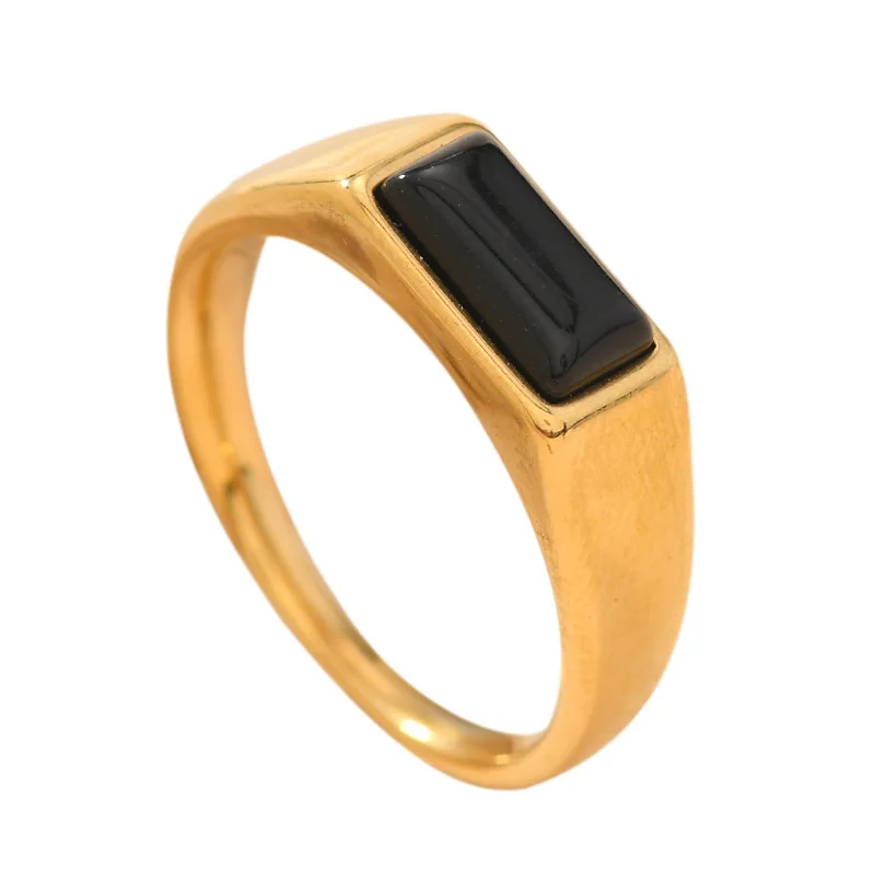 

Best-Selling Titanium Steel Cast Ring, 18K Gold-Plated Geometric Natural Stone Ring, Minimalist High-End Jewelry for Men & Women