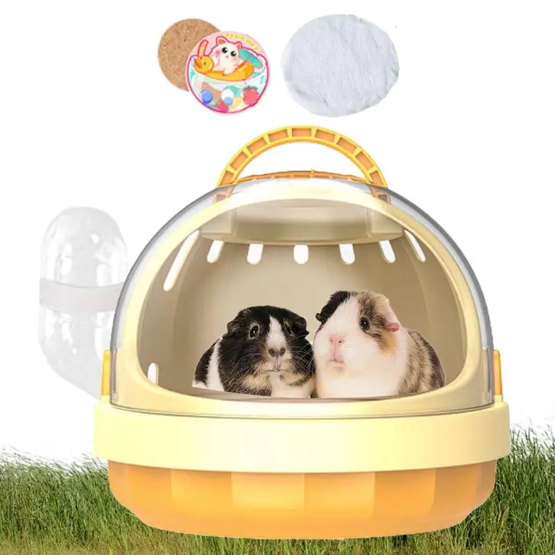 Hamster Travel Cage Portable Hedgehog Carrier Guinea Pig Travel Home Includes Detachable Water Bottle Bunny & Hamster Carrier