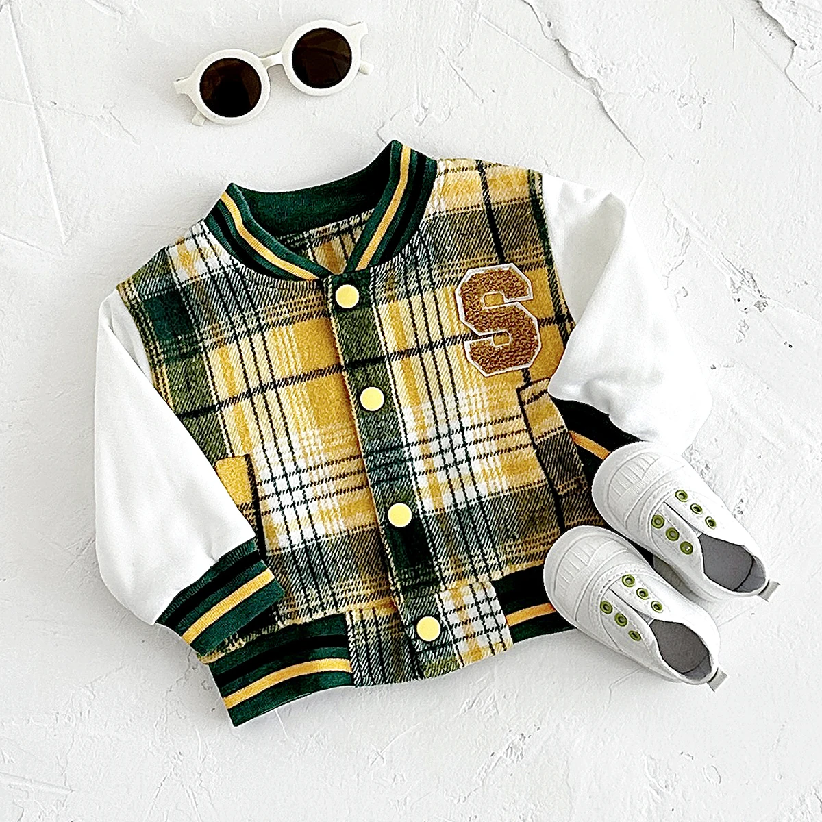 2024 Fall Fashion Baby Boy Baseball Jacket Plaid Thick Top Toddler Kids Thicken Children Coat Girls Sport Outwear Clothes 0-3Y