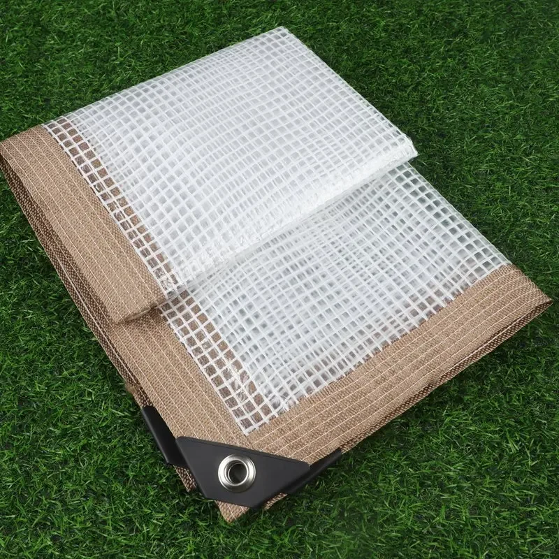 160~180GSM Brown Edge Mesh Reinforced PE Tarpaulin Scaffolding Grid Cloth Pergolas Canopy Garden Furniture Rainproof Cover