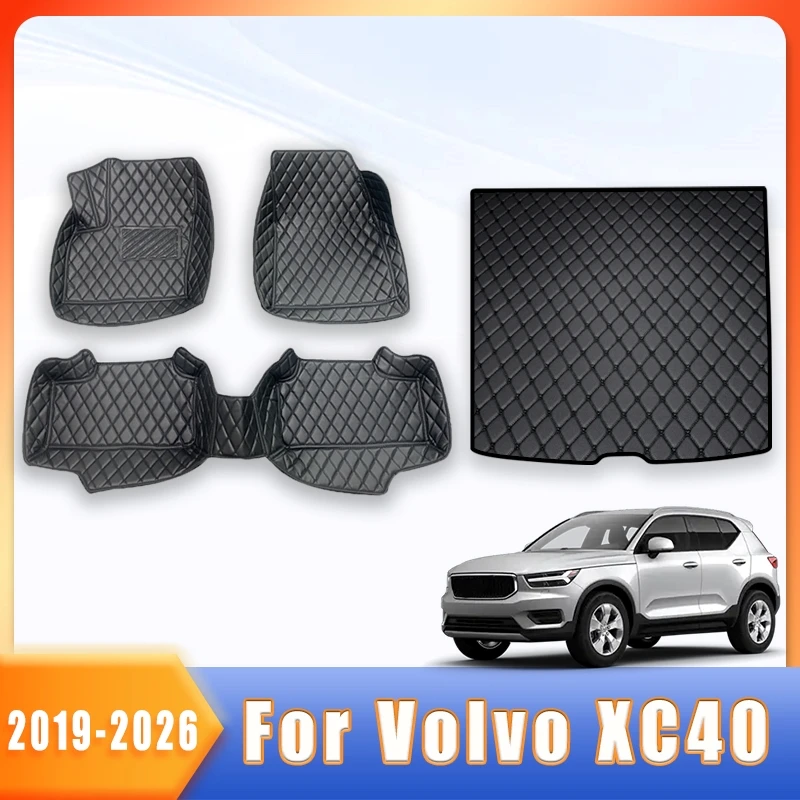 

Car Floor Mat Trunk Carpet For Volvo XC40 2019 2020 2021 2022 2023 2024 2025 2026 Leather Foot Pad Auto Interior Accessories