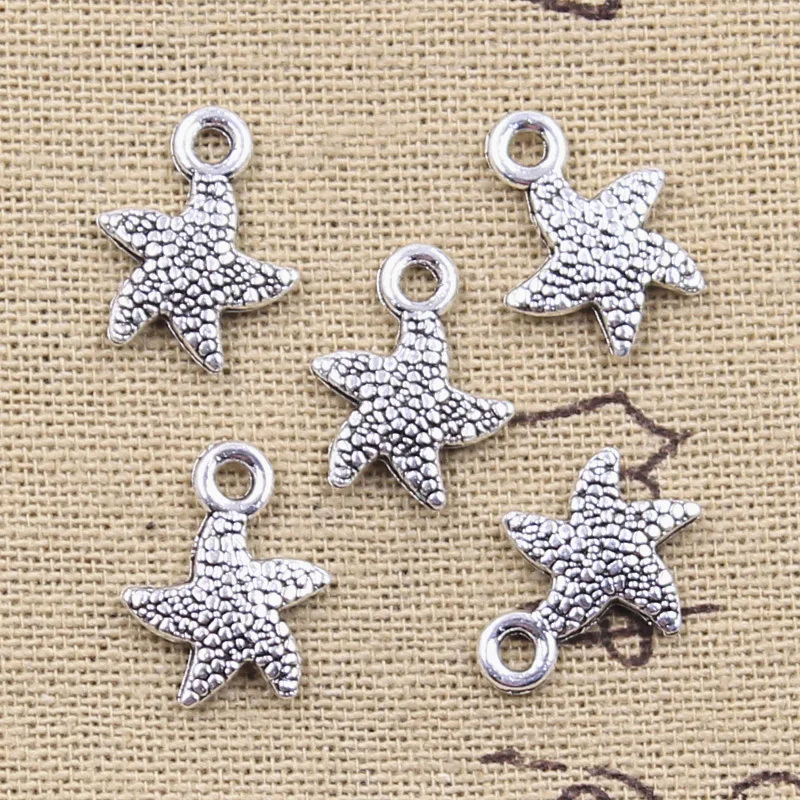 30pcs Charms Sea Starfish Star 16x12mm Antique Silver Color Pendants DIY Crafts Making Findings Handmade Tibetan Jewelry