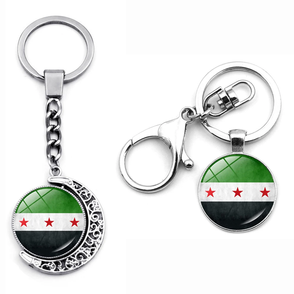 Syrian National Flag Keychain Charm Bag Pendant Glass Beads Syria Car Keyring for Men Women Fashion Jewelry Gifts Accessories