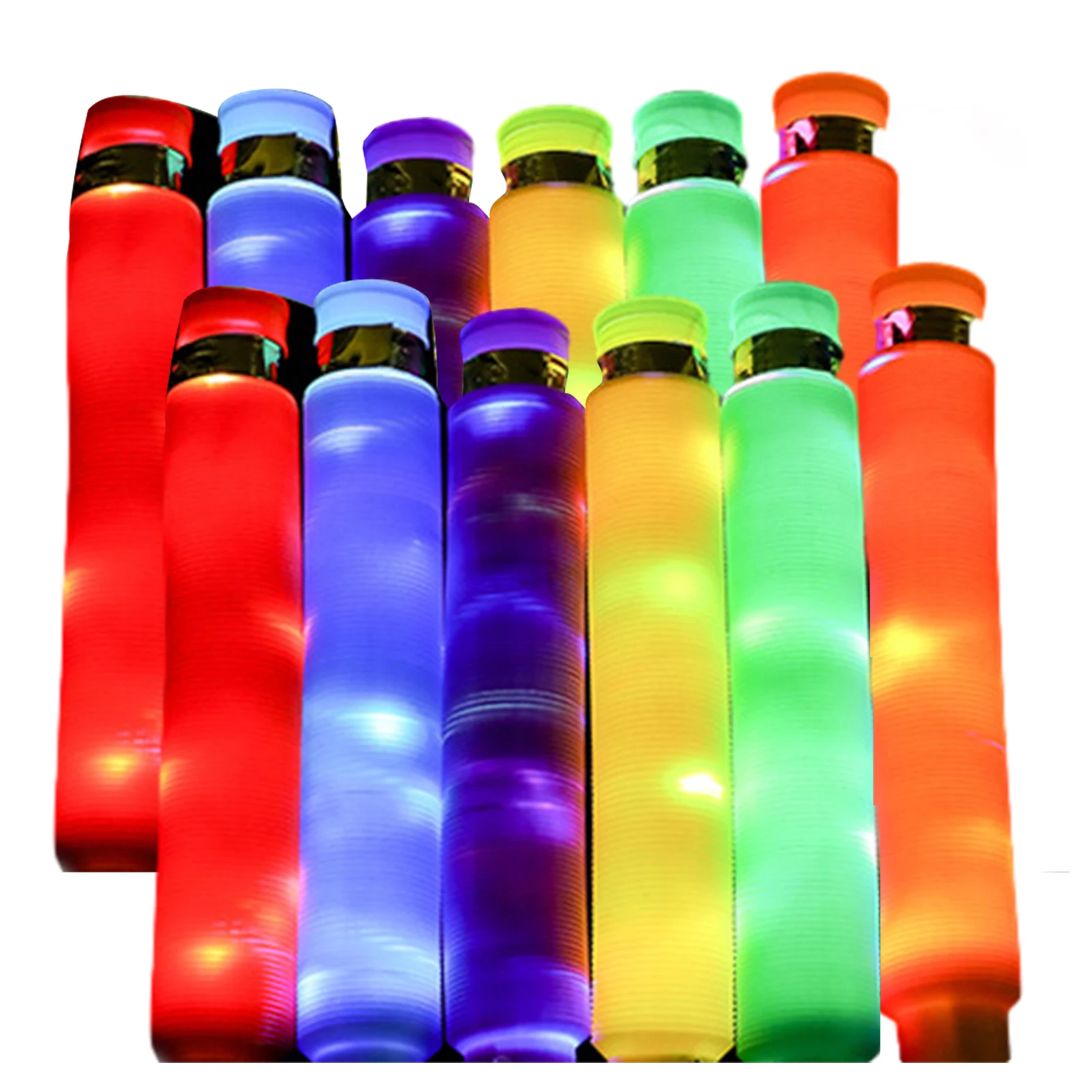 Pop Tube Toy 12 Pack Pop Tubes Kids Toy With 3 Lighting Modes Stretchable Toys Party Supplies For Family Reunions Camping