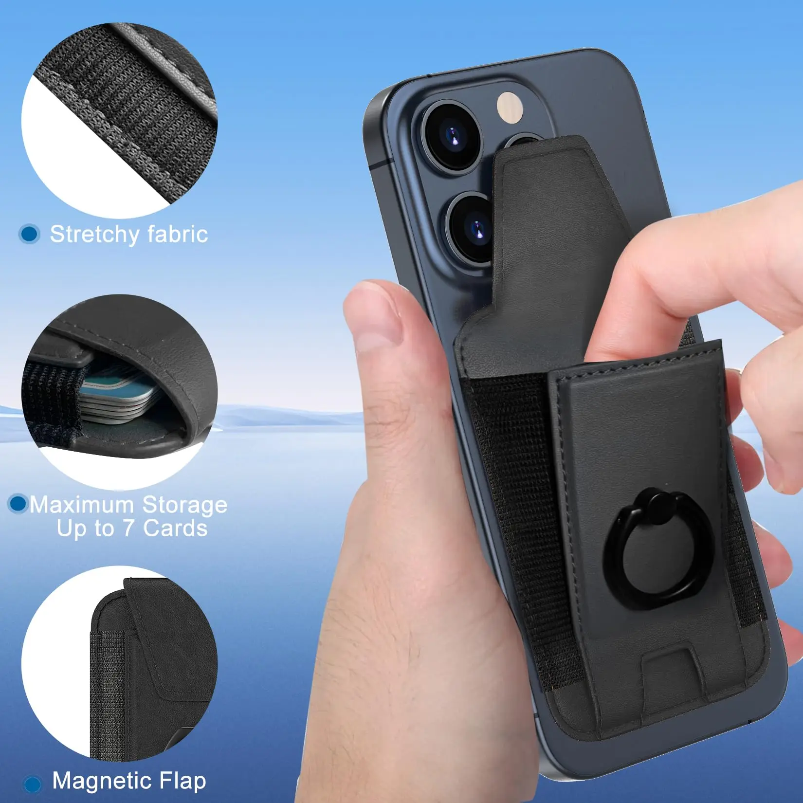 Multifunctional Magnetic Phone Holder Stands Leather Wallet for IPhone 16/15/14/13/12 Pro Max Strong Magnetic Card Holder Wallet