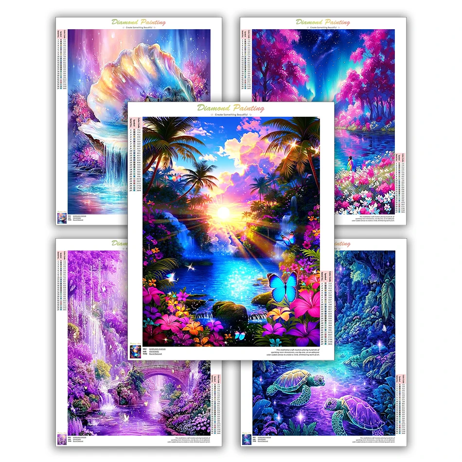 CHENISTORY 5d Diamond Painting For Kids Picture New Diamond Painting Kits Landscape Wall Art Diy Gift Cross Stitch Kit Printed
