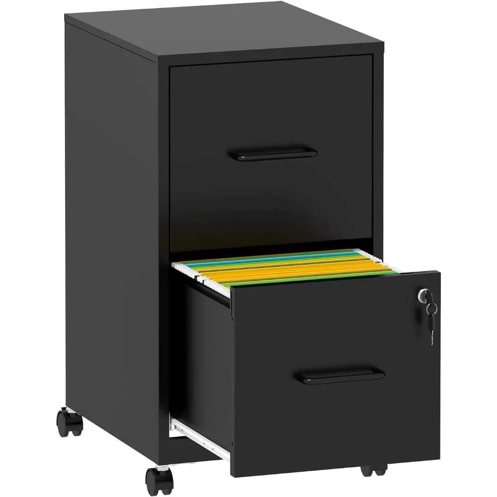 

Мобильный шкаф для документов с двумя ящиками и замком, черный металлический шкаф для документов на колесах, запираемый под столом, стальной вертикальный файл Ca