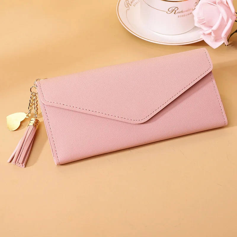 2025 New Design Women's Long Wallet Fashionable Tassel Slim Clutch Purse Multi-Card Holder Organizer Gift for Women
