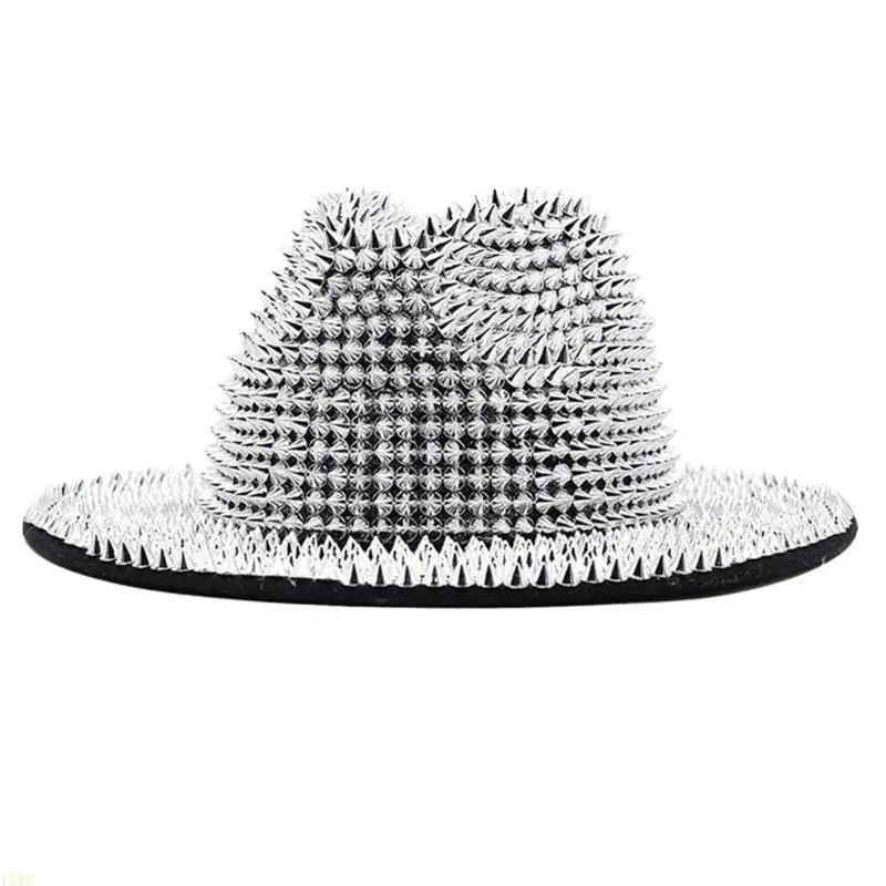 15YC Modischer Cowboyhut mit Glitzer-Strasssteinen und verstellbarem Seil, Westernhut, winddicht – Detail 4