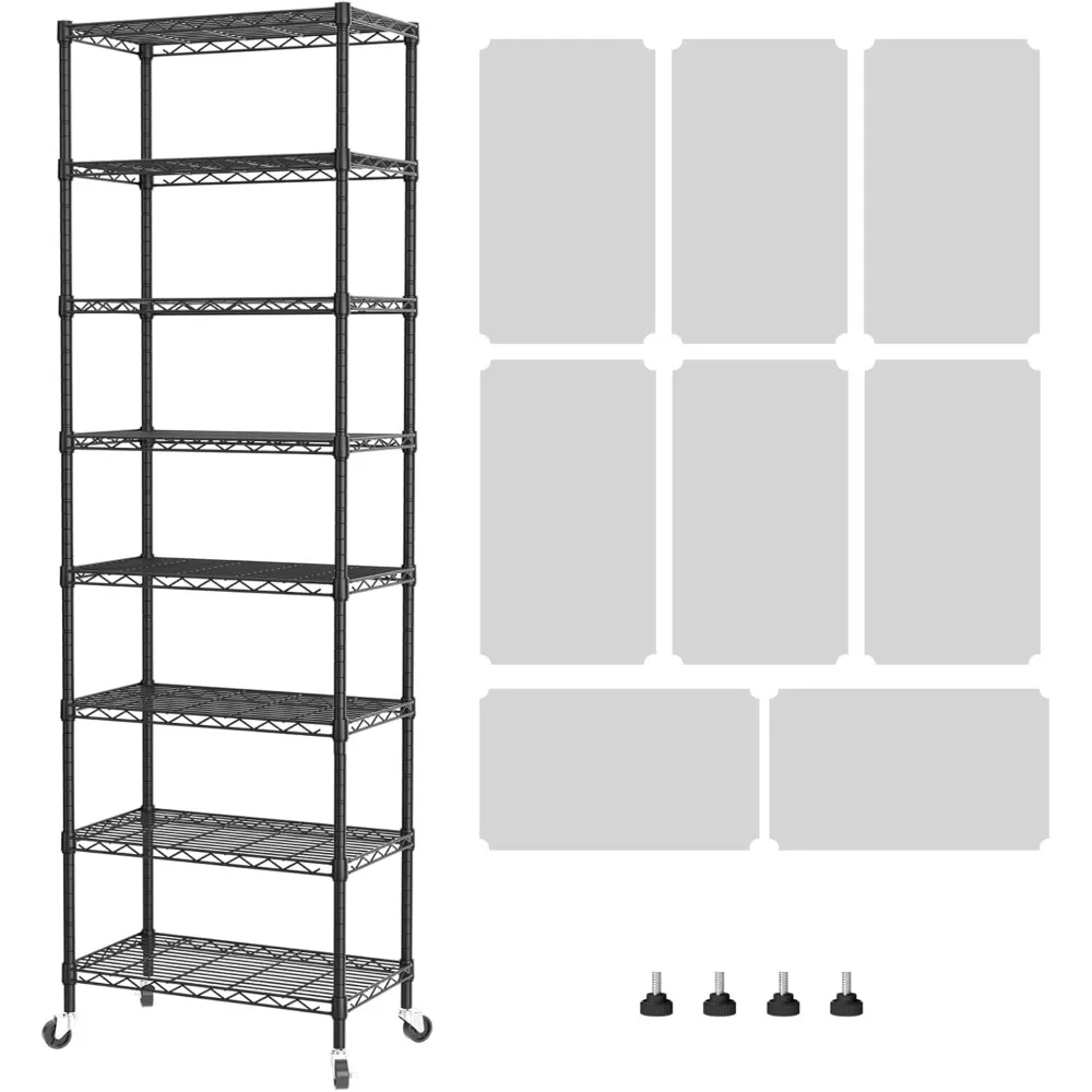 

8 Tier Shelf Organizer Storage Metal Shelves Garage Wire Shelving Unit Pantry Rack Adjustable Standing Storage for Kitchen Clos