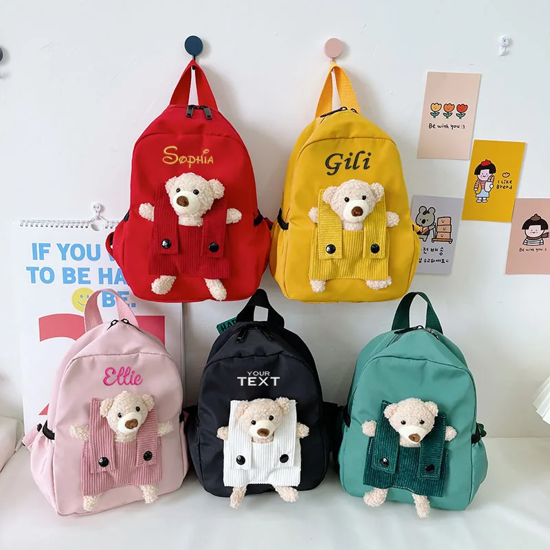 Personalisierte Kleinkind Rucksack Plüsch Bär Vorschule Tasche Kinder Nach Name Rucksack für Jungen Mädchen Nette Mini Kind der Tasche Rucksäcke