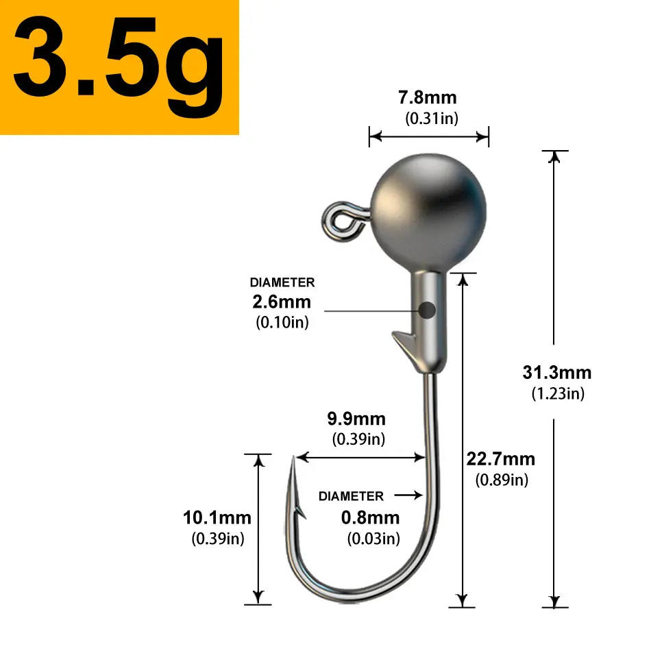MrLurion 30pcs 1g 2g 3g 5g 10g 14g 18g 22g 25g 28g Vissen jigging hoofd haak, ronde kop rigs vishaak voor zachte worm crank lokt