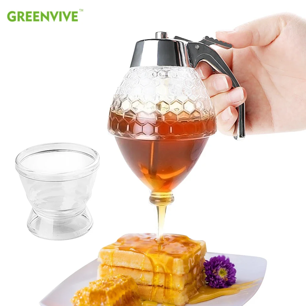 4PCS Squeeze Bottle Honey Jar Container Bee Drip Dispenser Kettle Storage Pot Stand Holder Juice Syrup Cup Kitchen Accessories