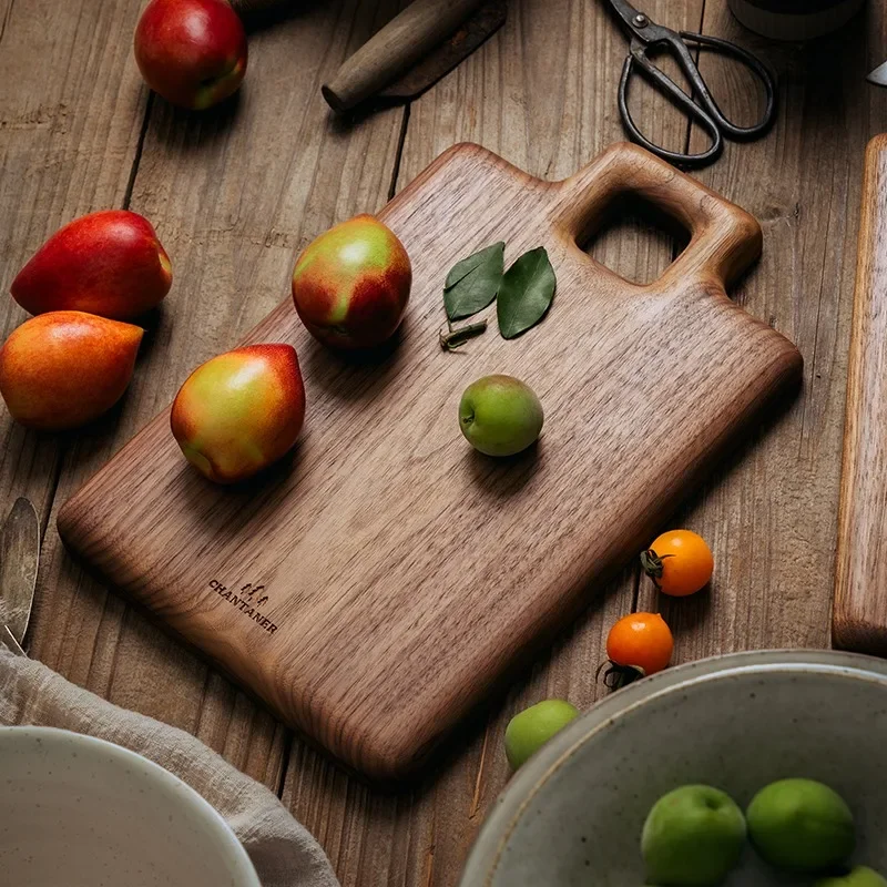 Original Black Walnut Solid Wood Cutting Board - Custom Logo Chopping Board for Fruits/Bread/Steak, Serving Tray & Food Plate