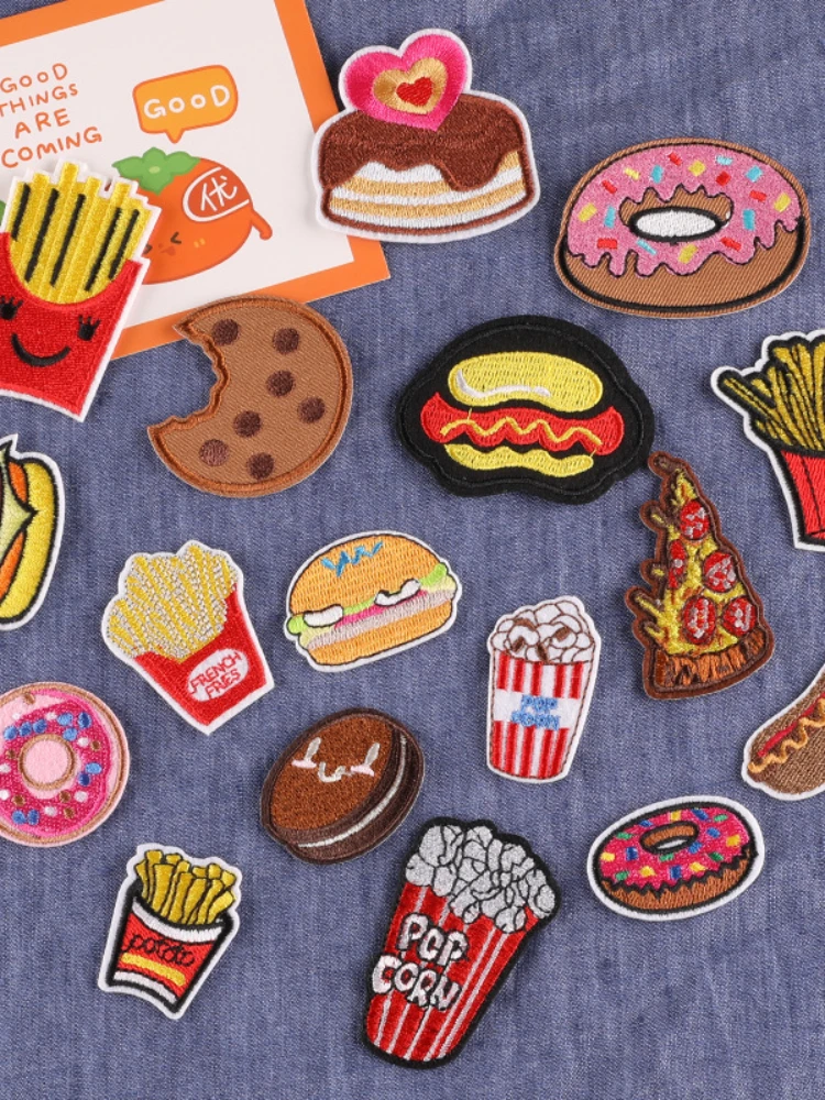 Embroidered Fabric Patch Hamburger Cookies for Clothes, Bags, Shoes, Hats, and Accessories Repair, Sew on, DIY Decorations