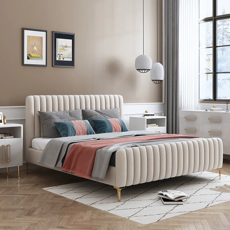 

Современная скандинавская кровать King-size с регулируемым размером, роскошная мягкая кровать для спальни