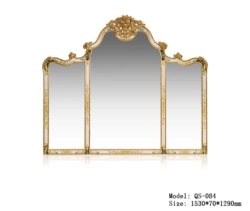 European retro vanity mirror, wall-mounted fireplace, French wall-mounted American carved decorative mirror