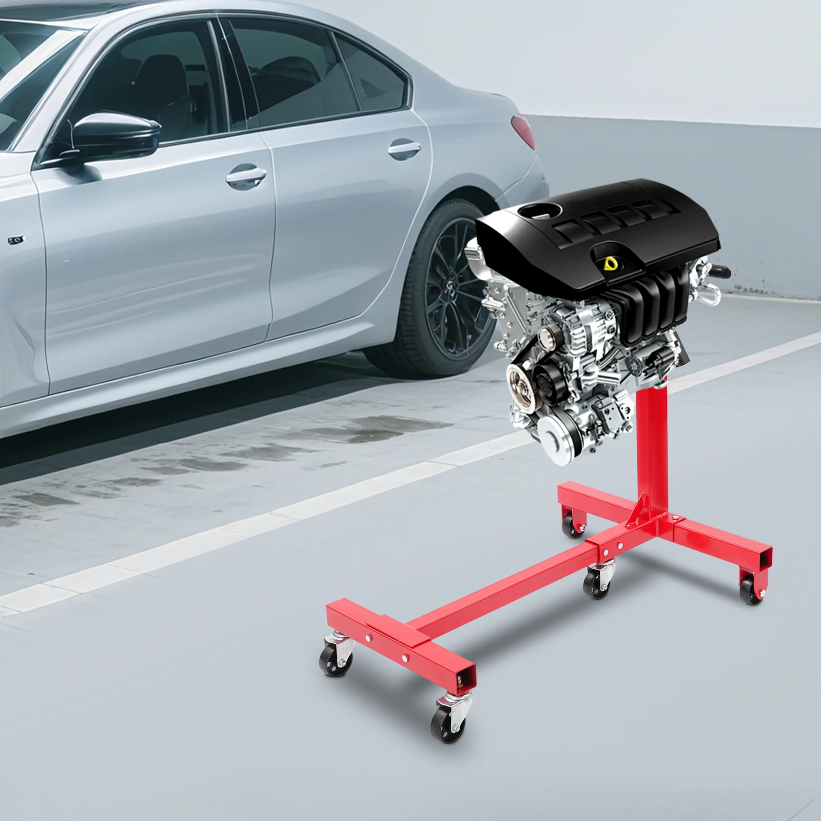 

[Красная подставка для двигателя] Красная подставка для двигателя 1250 фунтов — сталь A3 — Обслуживание гаража — 360° ° Вращающийся Прочный