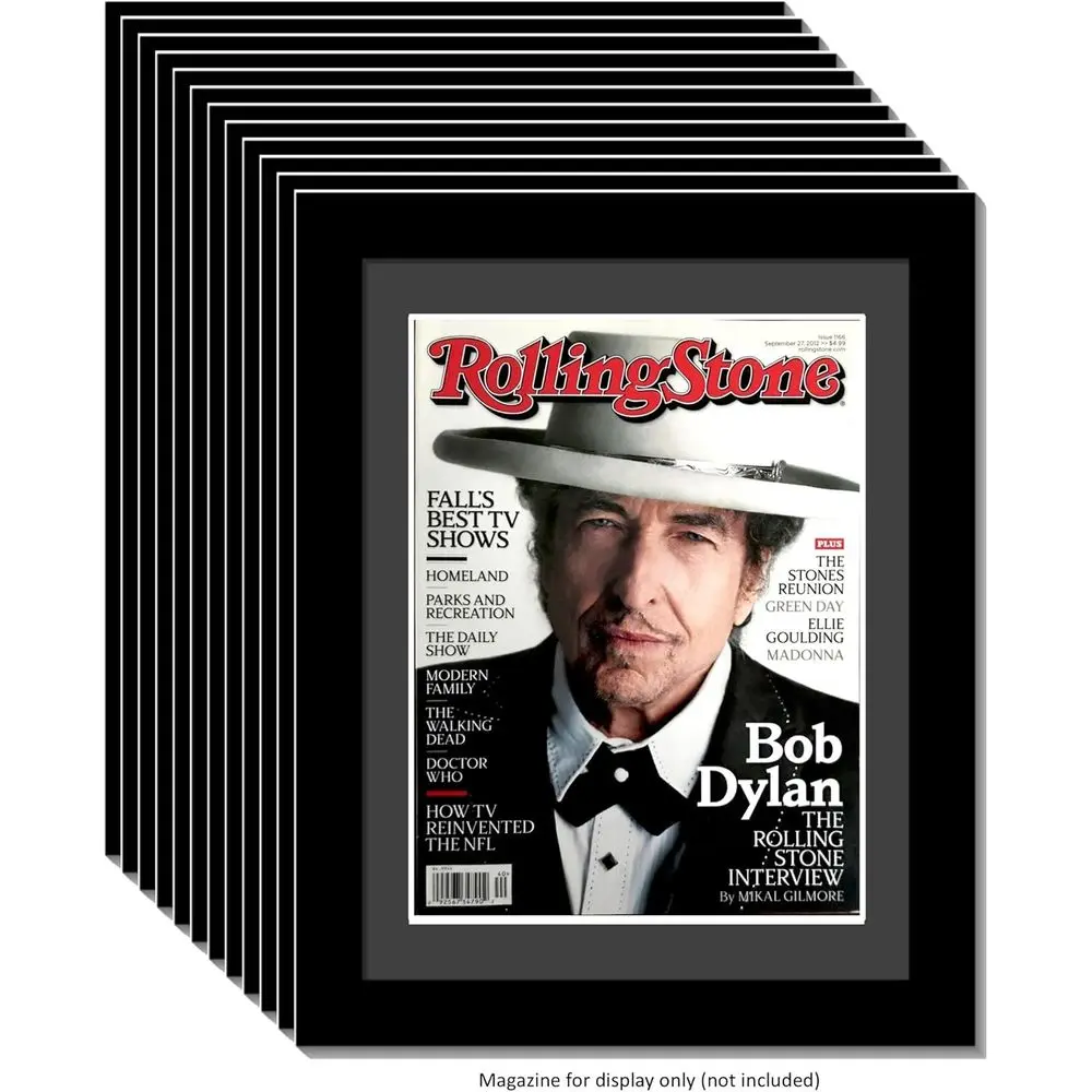 

Set of 12 Rolling Stones Magazine Displays with Black Matting and Wall Mounts