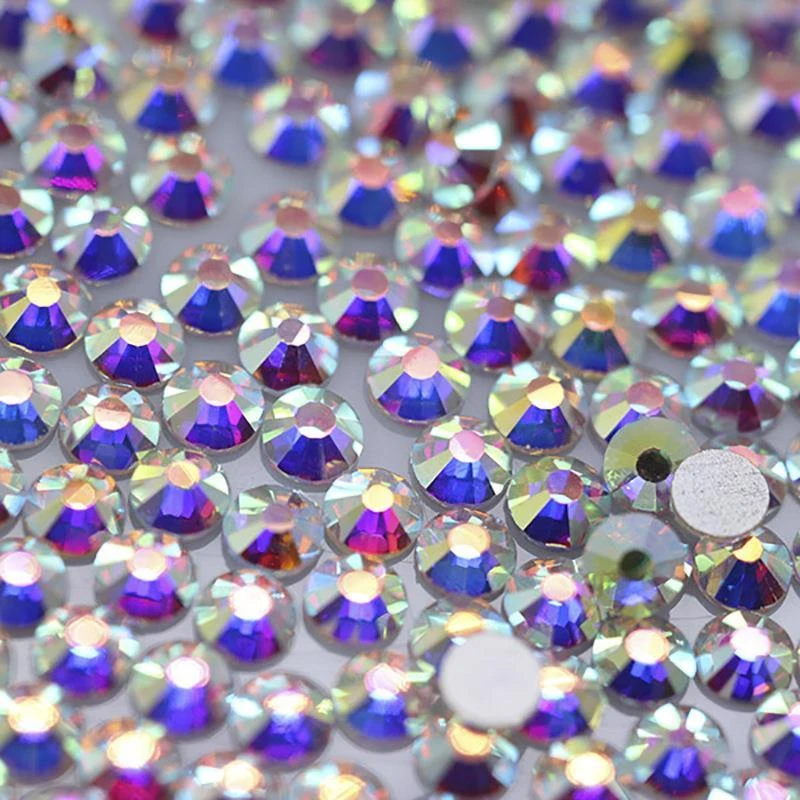 SS2-SS50 Clear Crystal AB Non Hotfix Flatback Rhinestones Round 3D Nail Art Rhinestones Glitter Gems Decorations