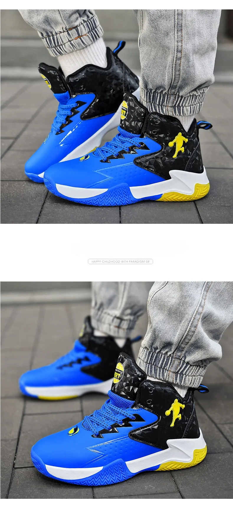 Kinder-Basketballschuhe, rutschfest, atmungsaktiv, Basketball-Trainings-Sneaker, Schnür-Basketballstiefel für Jungen und Mädchen, Sportschuhe – Detail 20
