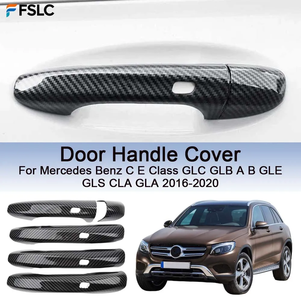 

Car Decoration Door Handle Cover For Mercedes Benz C E Class GLC GLB A B GLE GLS CLA GLA 2016-2020 Car Styling Upgrade