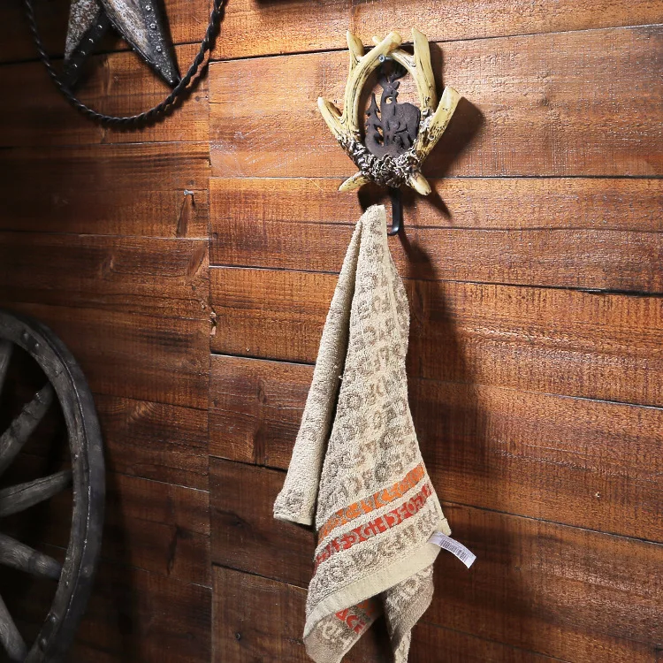 MGT-Deer Antler Wall Hook, Bathroom Wall Mount, Home Decoration, Statue Hook, European and American