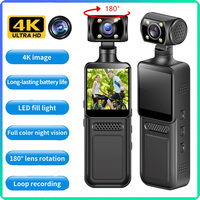 128GB 4K Ultra HD Mini Action Camera 180 Rotatable Vlog Wifi Sports Cam Helmet Sport DV For Travel Bicycle Driver Recorder