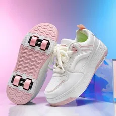 

Дышащие прогулочные туфли для девочек, 2026, новые двухколесные выдвижные спортивные роликовые коньки для студенток, уличные детские кроссовки