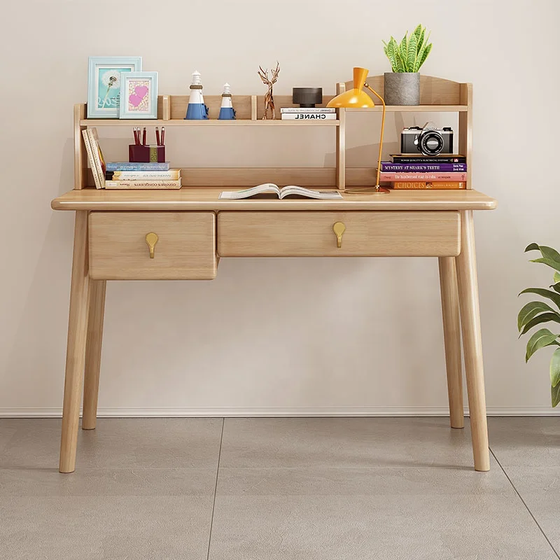 &Home Furniture Nordic Solid Wood Writing and Reading Storage Table Children's Study Wood Corner Desk for Bedroom