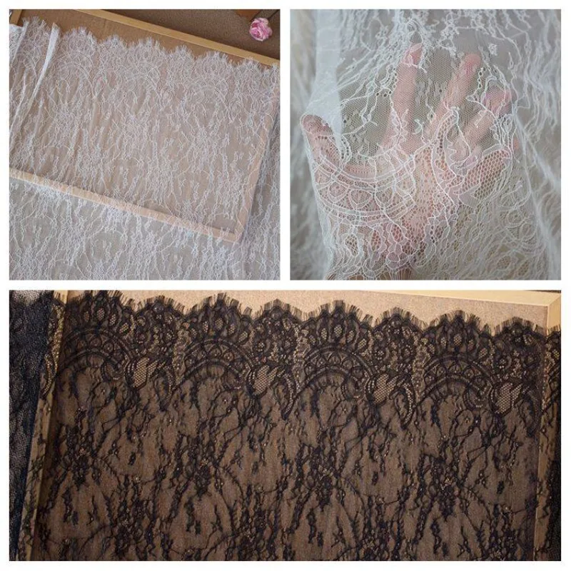 高級で柔らかく肌に優しいカットラインのアイラッシュレーストリム、diyウェディングドレス、ベール、ホームカーテン、衣料品素材に最適