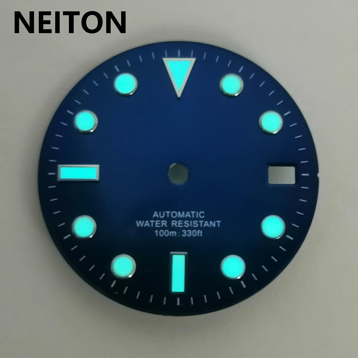 NEITON 29mm black green blue red orange watch dial luminous 9 o\'clock date fit NH35 movement