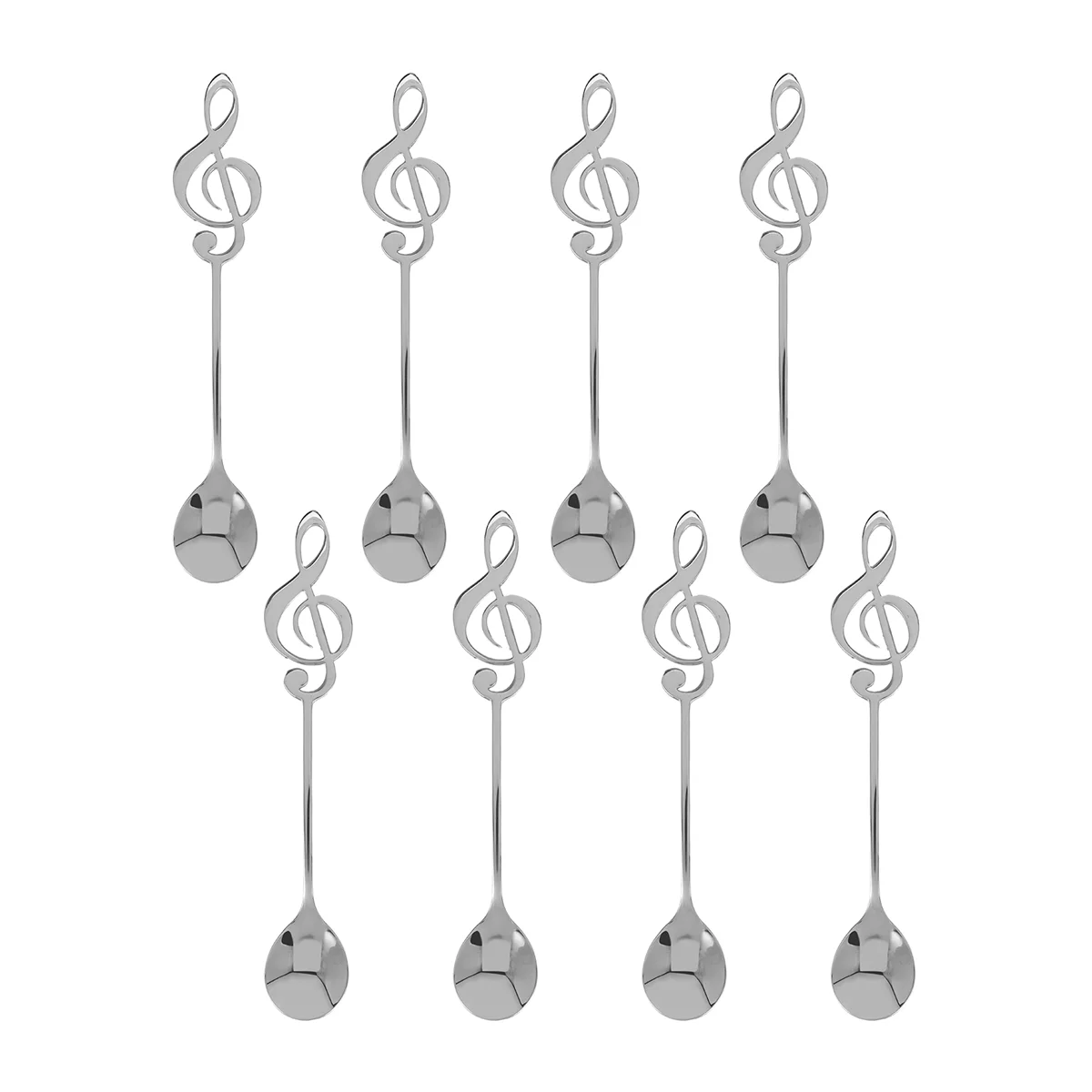 8Pcs Cute Music Theme Tea Stirring Spoon Coffee Spoon Stainless Steel Note Shape Small Ice Cream Dessert Scoop Flatware