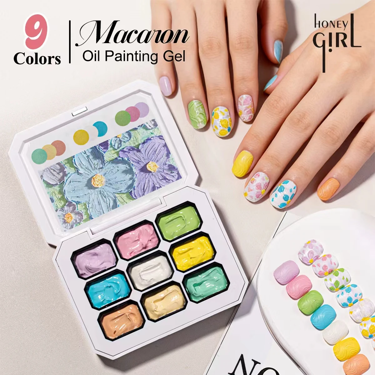 1pc 9-color Makaron solid nail polish popular color patting gel oil painting gel gradual color UV&LED gel nail art creation diy