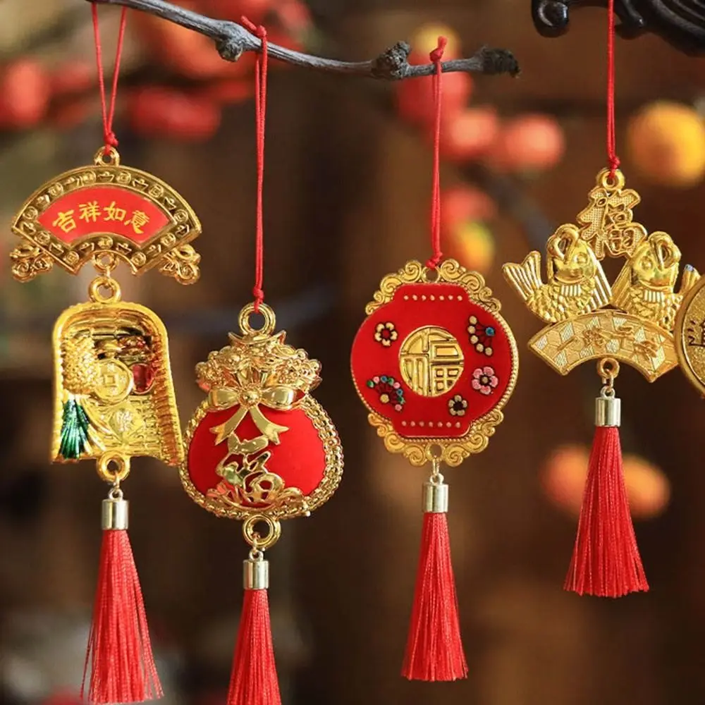 Plastic 2025 Red Chinese New Year Pendant Cute Decorative Bonsai Hanging Ornaments with Tassel Feng Shui Charm